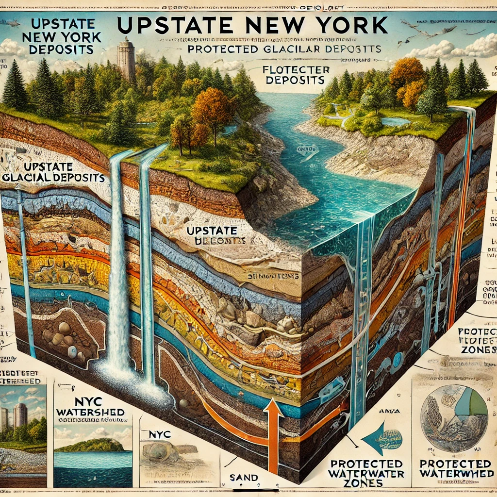 Cross-sectional diagram of New York's geology