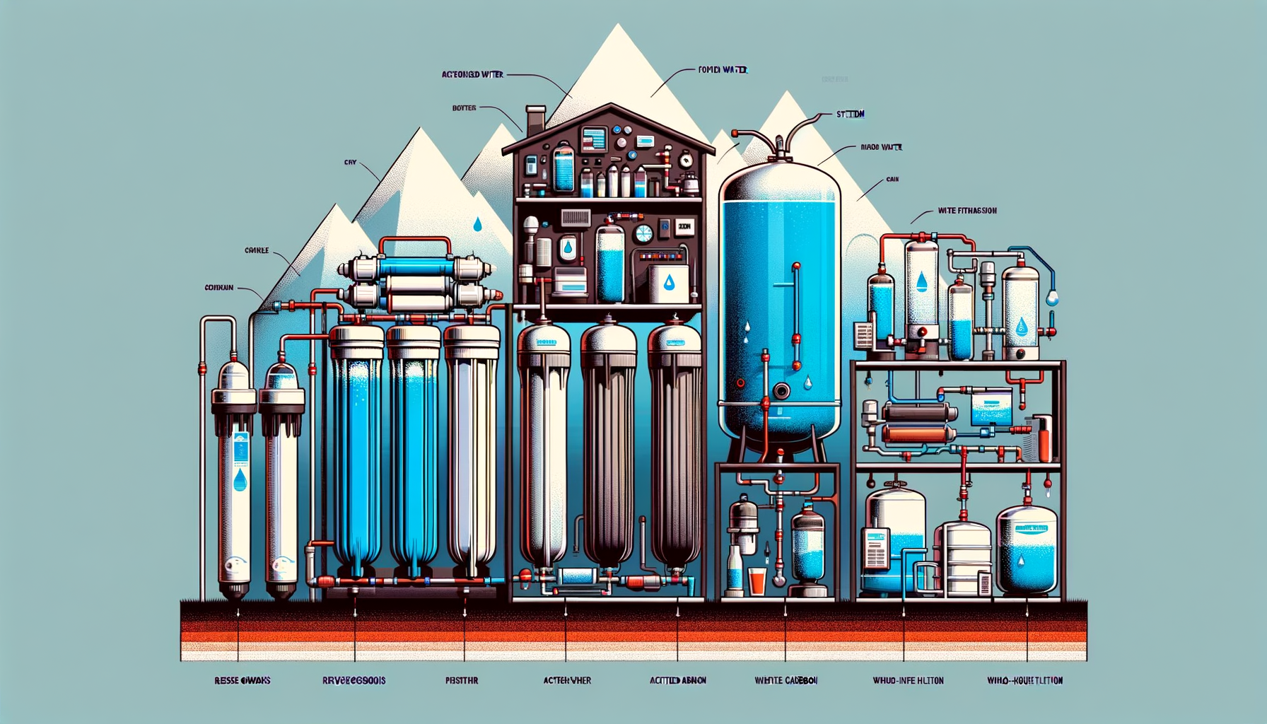 A side-by-side comparison graphic of three water filtration systems effective in Colorado—reverse osmosis, activated carbon, and whole-house—no text or branding.